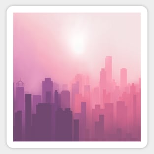 Foggy Pink Abstract Cityscape Digital Illustration Sticker